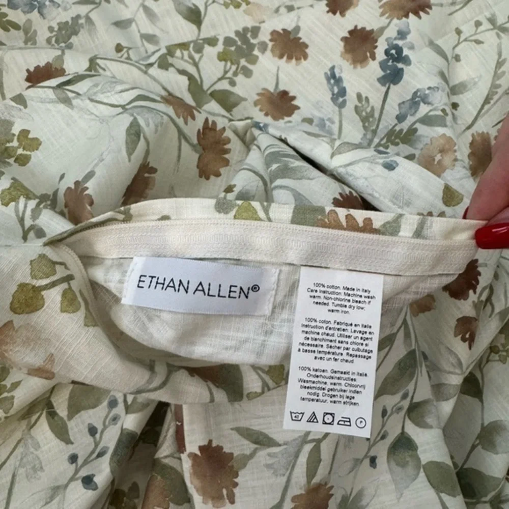NEW Ethan Allen Country Floral Print Queen Duvet Cover & 2 Standard Shams Set‎